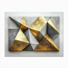 3d Geometric Triangles in Gold and Gray Design Canvas Print