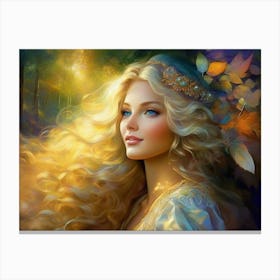 Beautiful Girl In The Forest Canvas Print