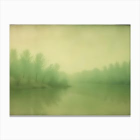 A Vintage Inspired Photograph Of A Foggy River Scene Canvas Print