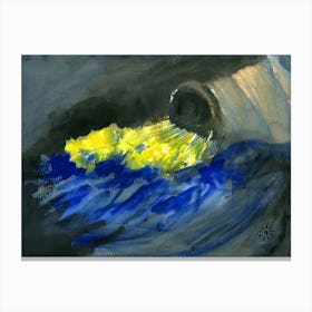 Fallen Yellow Flowers - yellow blue black Canvas Print