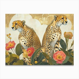 Floral Animal Illustration Cheetah 2 Canvas Print