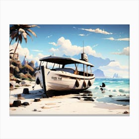 Boat On The Beach Canvas Print