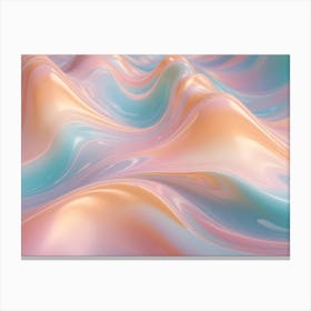 Abstract Background Of Swirling, Flowing Lines And Colors In Shades Of Pink, Blue, And Teal, Creating A Dynamic And Iridescent Texture Canvas Print