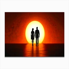 Silhouette Of A Couple 1 Canvas Print