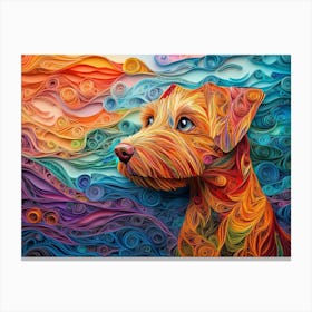 Irish Terrier Paper Quilling Dog Portrait Canvas Print