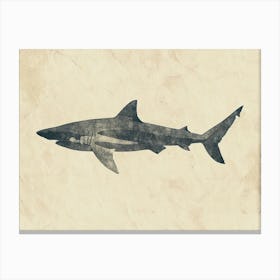Whale Shark Grey Silhouette 1 Canvas Print