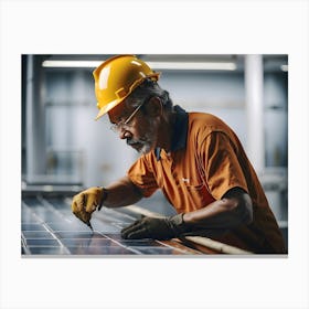 Solar Panel Worker Canvas Print