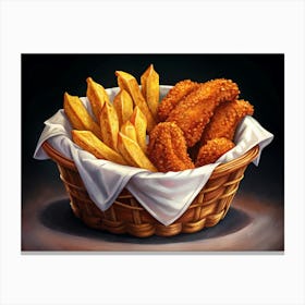 Chicken Nuggets And French Fries In A Basket Canvas Print