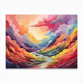 Rainbow Landscape Painting Art Print 0 Canvas Print