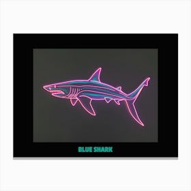 Neon Pastel Pink Blue Shark 7 Poster Canvas Print