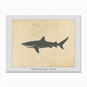 Whitetip Reef Shark Shark Silhouette 2 Poster Canvas Print