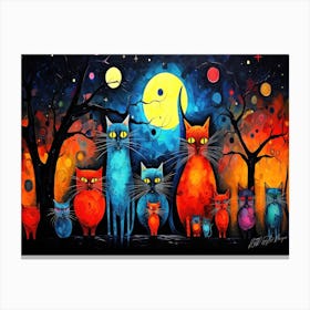 Cats Of The Cosmos - Cats Nocturnal 1 Canvas Print