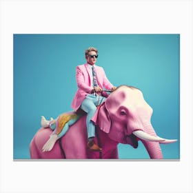 Man Riding An Elephant Canvas Print