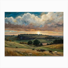 Sunset Cows Canvas Print