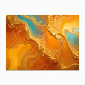 Abstract Image Of Swirling, Flowing Lines In A Blend Of Blue, Orange, And Gold Hues Canvas Print