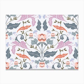 Victorian Mirrored Pink Pattern Canvas Print