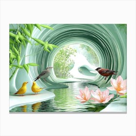 Birds In A Tunnel Canvas Print