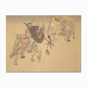 Night Parade of A Hundred Demons Kawanabe Kyosai Vintage Japanese Woodblock Print Yokai 15 Canvas Print