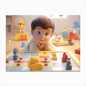 Boy Playing With Toys Canvas Print