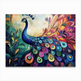 Colorful Peacock 2 Canvas Print