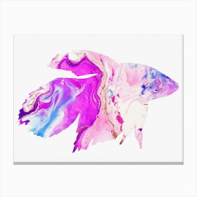 Animal Negative Space ― Betta Fish Purple Striated Canvas Print