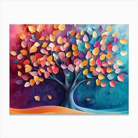 Colorful Tree With Leaves On Hanging Branches 10 Canvas Print