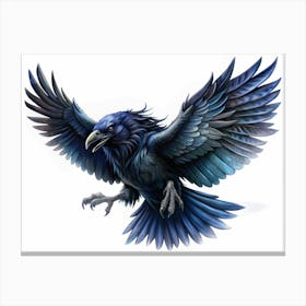 Majestic Blue Raven In Flight Canvas Print