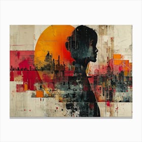 Temporal Resonances: A Conceptual Art Collection. Silhouette Of A Woman Canvas Print