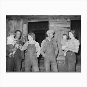 Two Young Couples With Their Children, These Are Migratory Berry Pickers Near Ponchatoula, Louisiana By Russell Lee Canvas Print