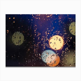 Rain Drops On A Window Canvas Print