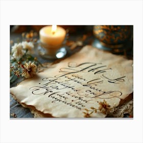 Calligraphic Handwriting Crafting An Elegant Thank You Note Swoops And Curls Of The Letters Intrica 2 1 Canvas Print