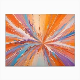 Abstract Composition Of Orange, White, Blue, And Purple Paint Splatters, Creating A Dynamic And Energetic Effect Canvas Print