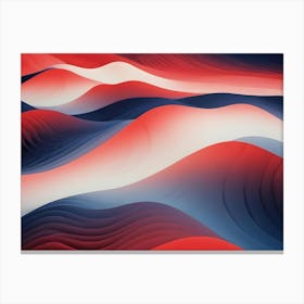 A Digital Rendering Of A 3d Surface With Flowing, Wave Like Shapes In Shades Of Red, Blue, And White Canvas Print