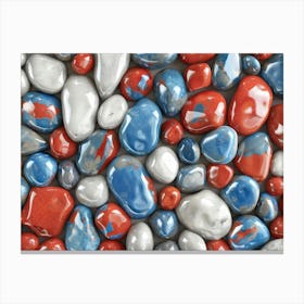 Red White And Blue Pebbles Canvas Print