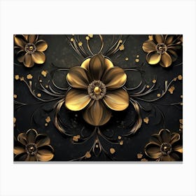 Golden Floral Abstract Canvas Print