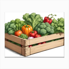 Wooden Crate Filled With Fresh Vegetables Canvas Print