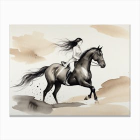 Woman Riding A Horse 5 Canvas Print