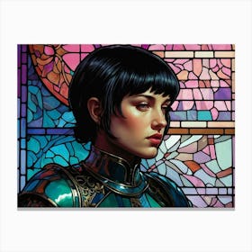 Portrait of a girl against the background of stained glass 1 Canvas Print