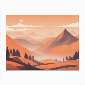 Misty mountains horizontal background in orange tone 165 Canvas Print