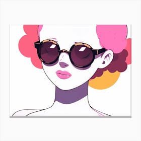 Cartoon Girl With Sunglasses Canvas Print