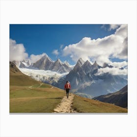 Person Walking In The Mountains Canvas Print