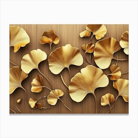 A Golden Ginkgo Biloba Leaf and Leaves Canvas Print