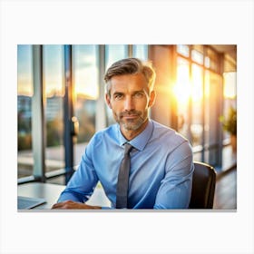 Confident Businessman Looking At Camera In A Modern Office Canvas Print