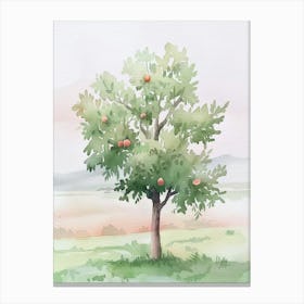 Peach Tree Atmospheric Watercolour Painting 3 Canvas Print