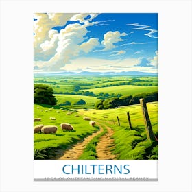 Chilterns Aonb Print English Countryside Art Chilterns Landscape Poster Uk Nature Reserve Wall Decor Hiking Trails Illustration British 3 Canvas Print