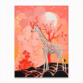 Giraffe Eating In The Tree Canvas Print