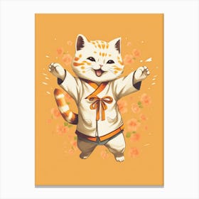 Kawaii Cat Drawings Dancing 2 Canvas Print