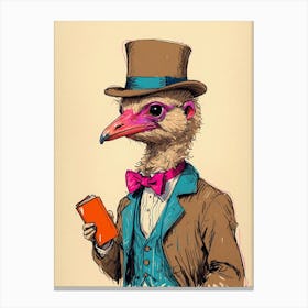 Ostrich In Top Hat 3 Canvas Print