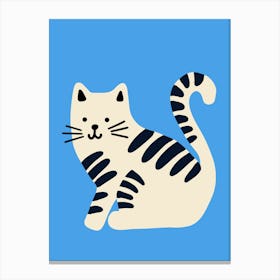 Striped Cat Cute Illustration Canvas Print