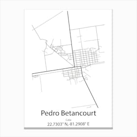 Pedro Betancourt,Cuba Minimalist Map Canvas Print